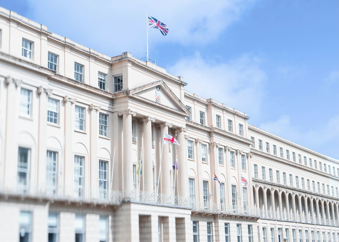 A building with the british flag flying proudly