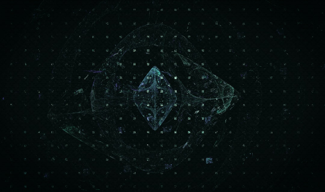 a black background with a blue and green design