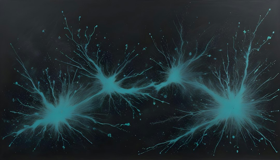 Glowing blue energy bursts on a dark background