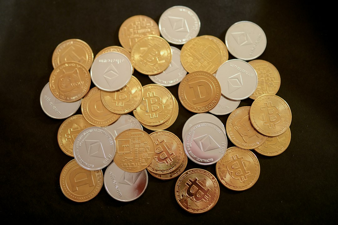 a pile of coins sitting on top of a table