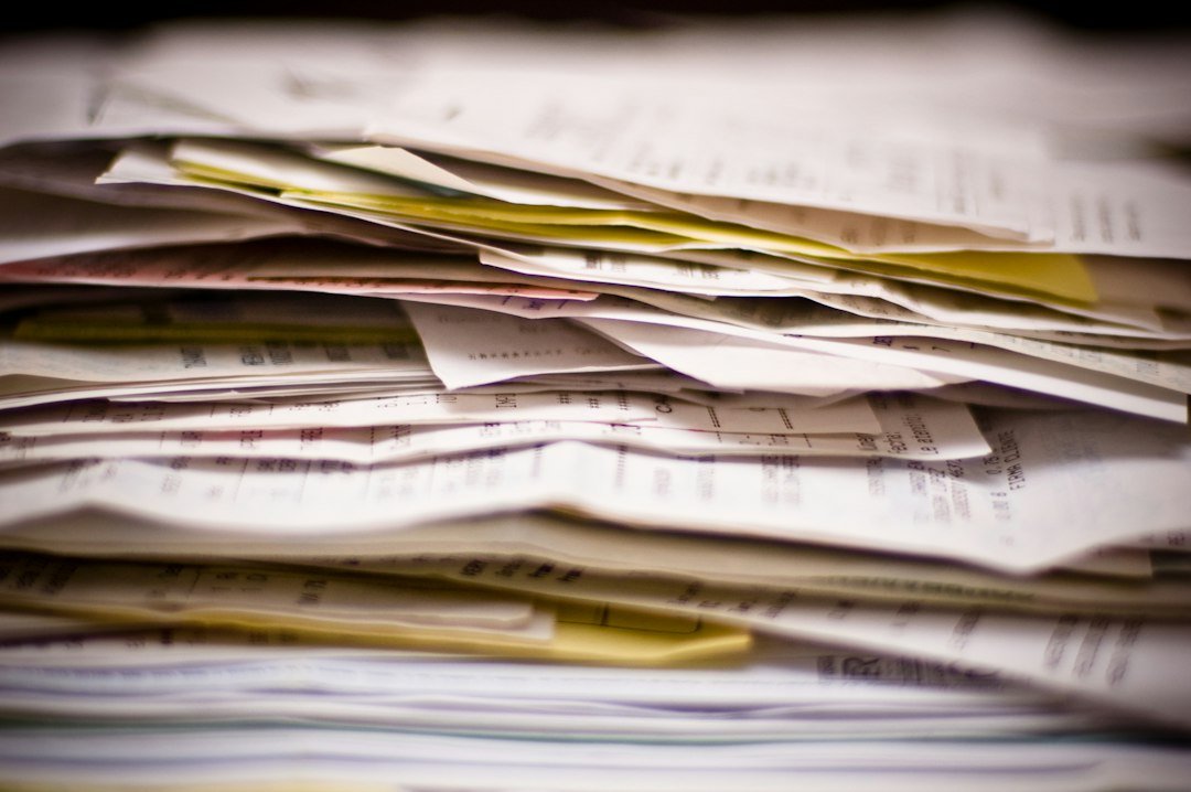 A close-up of a stack of papers